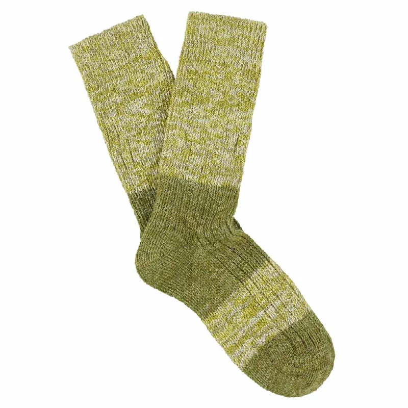 Bright cotton socks-Women Melange Block Socks Green / Olive