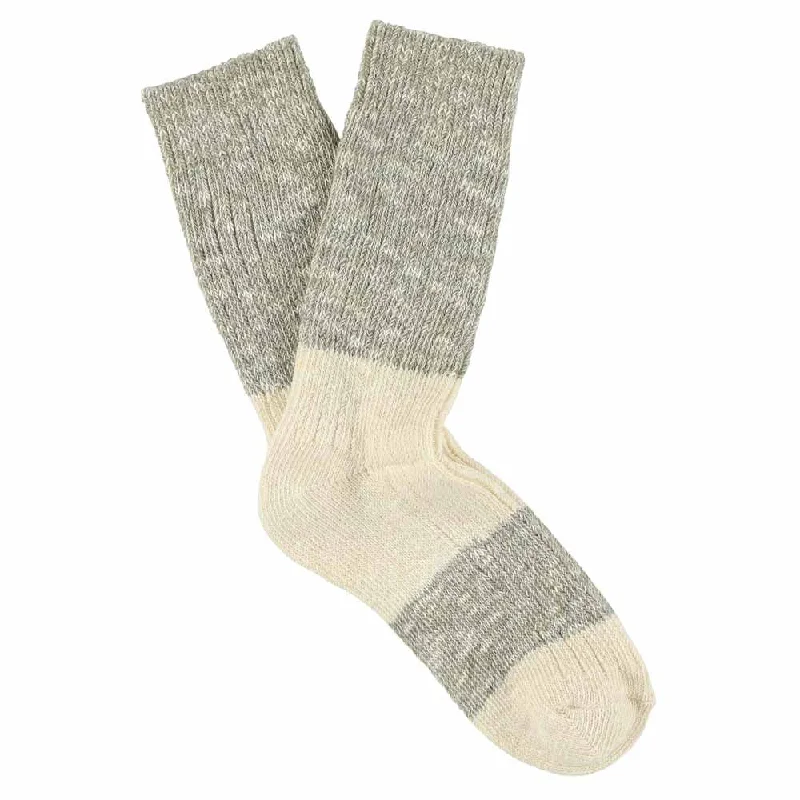 Organic athletic socks-Women Melange Block Socks Light Grey / Ecru