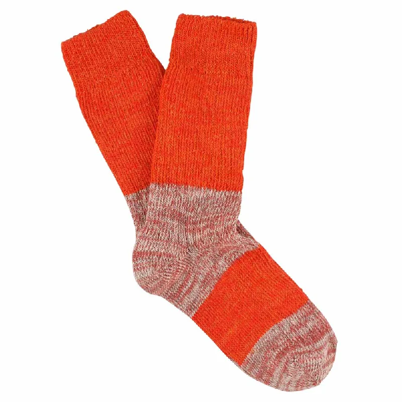 Thermal striped socks-Women Melange Block Socks Orange / Pink