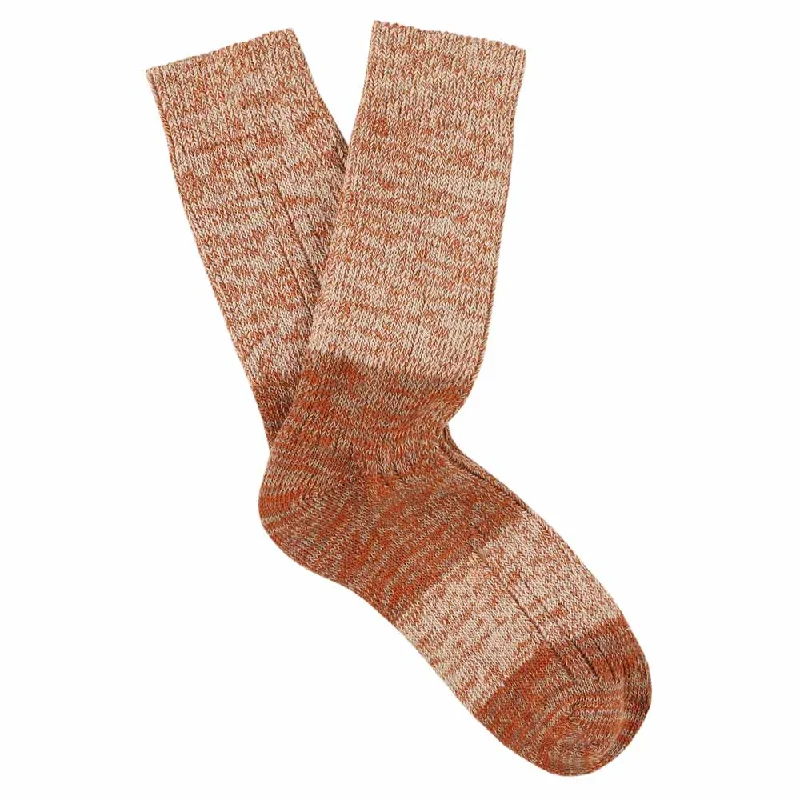 Anti-slip running socks-Women Melange Block Socks Pink / Rust