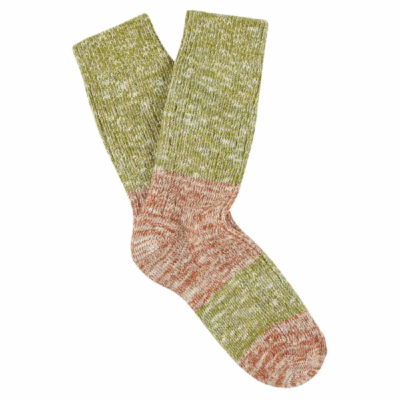 Luxury cozy socks-Women Melange Block Socks Yellow / Pink