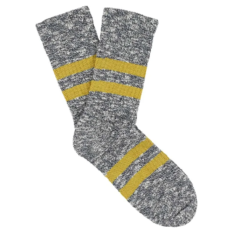 Cushioned wool crew-Women Melange Stripes Navy / Mustard