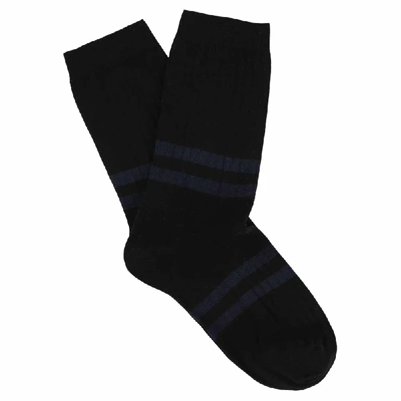 Minimalist wool crew-Women Stripes Black / Blue