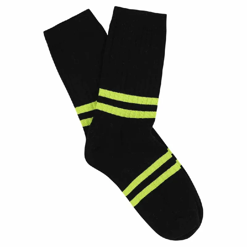 Casual striped socks-Women Stripes Black / Lime