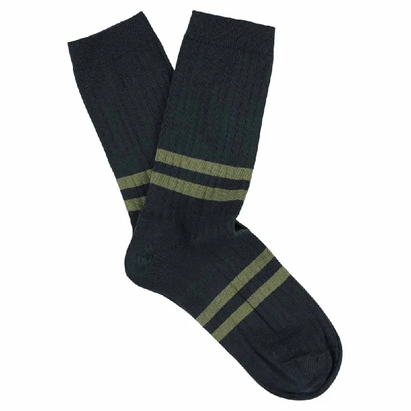 Thin holiday socks-Women Stripes Blue / Olive