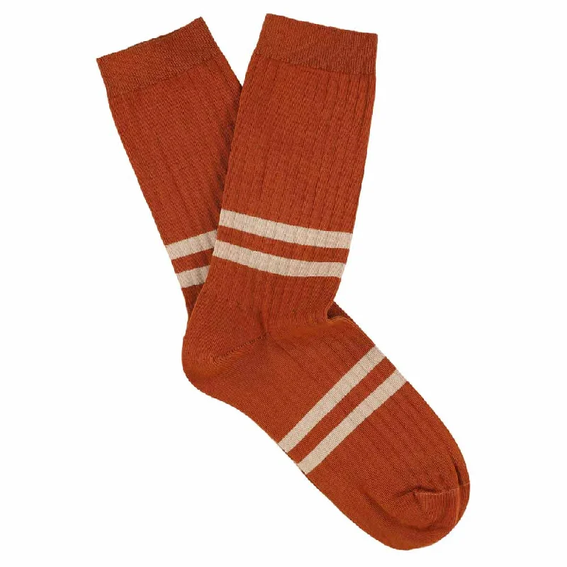 Modern athletic socks-Women Stripes Brick / Pink