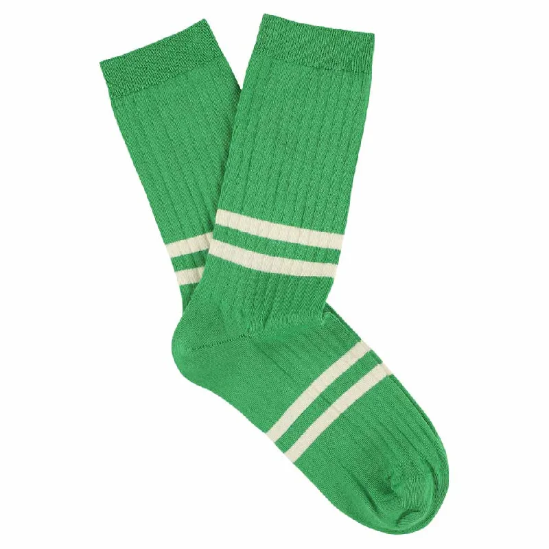 Durable striped socks-Women Stripes Bright Green / Ecru