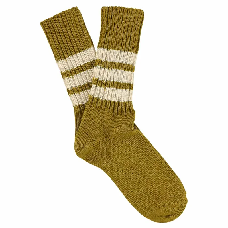 Cool mesh socks-Women Stripes Crew Socks - Bronze / Ecru