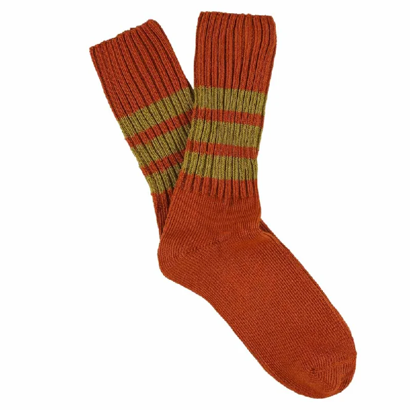 Colorful funky socks-Women Stripes Crew Socks - Orange / Gold