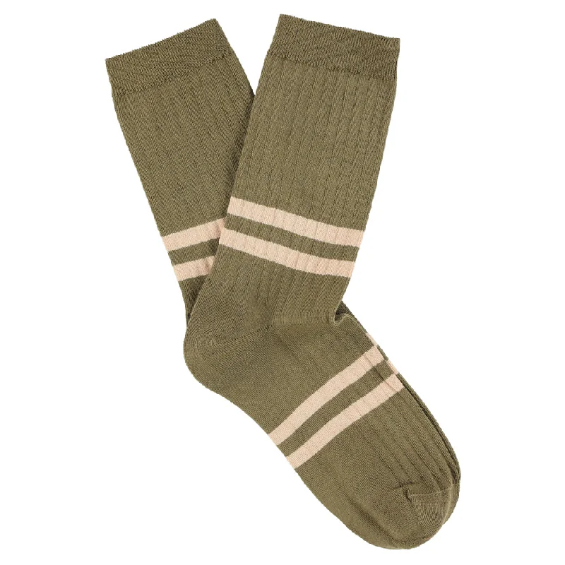 Warm striped crew-Women Stripes Khaki / Pink