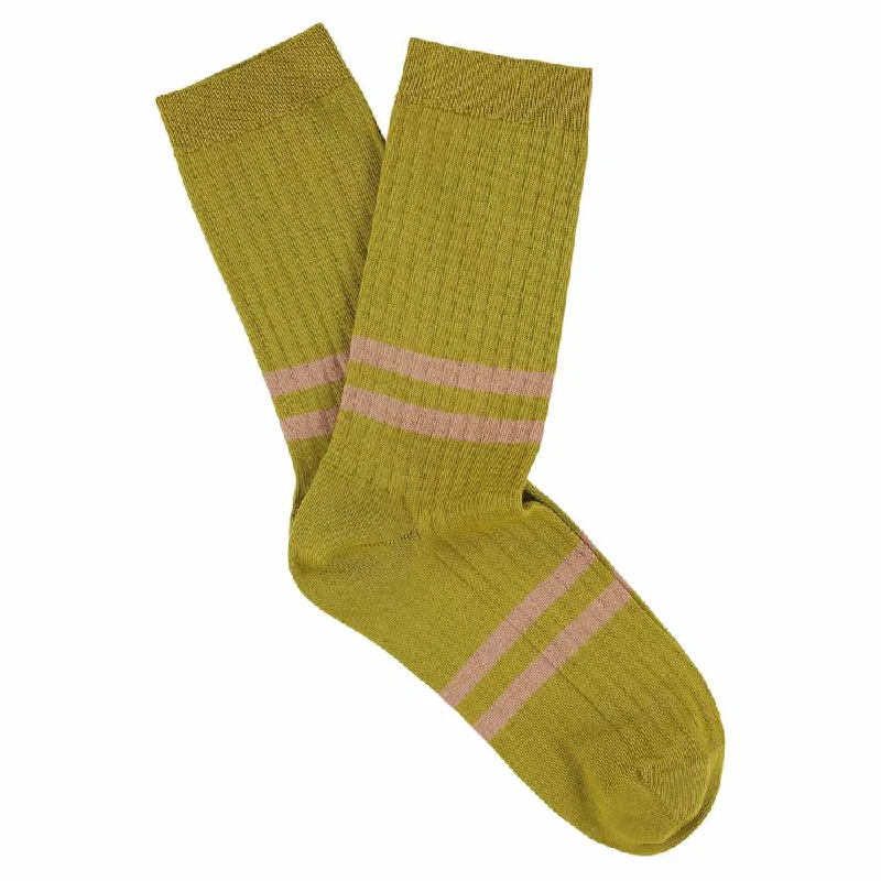 Fun striped socks-Women Stripes Mustard / Pink