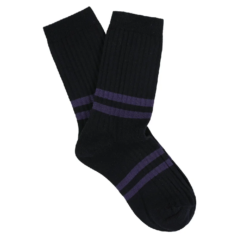 Minimalist cotton socks-Women Stripes Navy / Astral