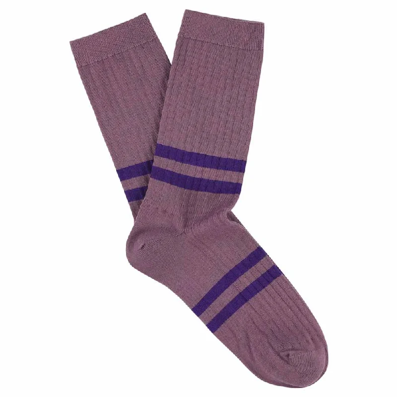 Classic orange socks-Women Stripes Purple