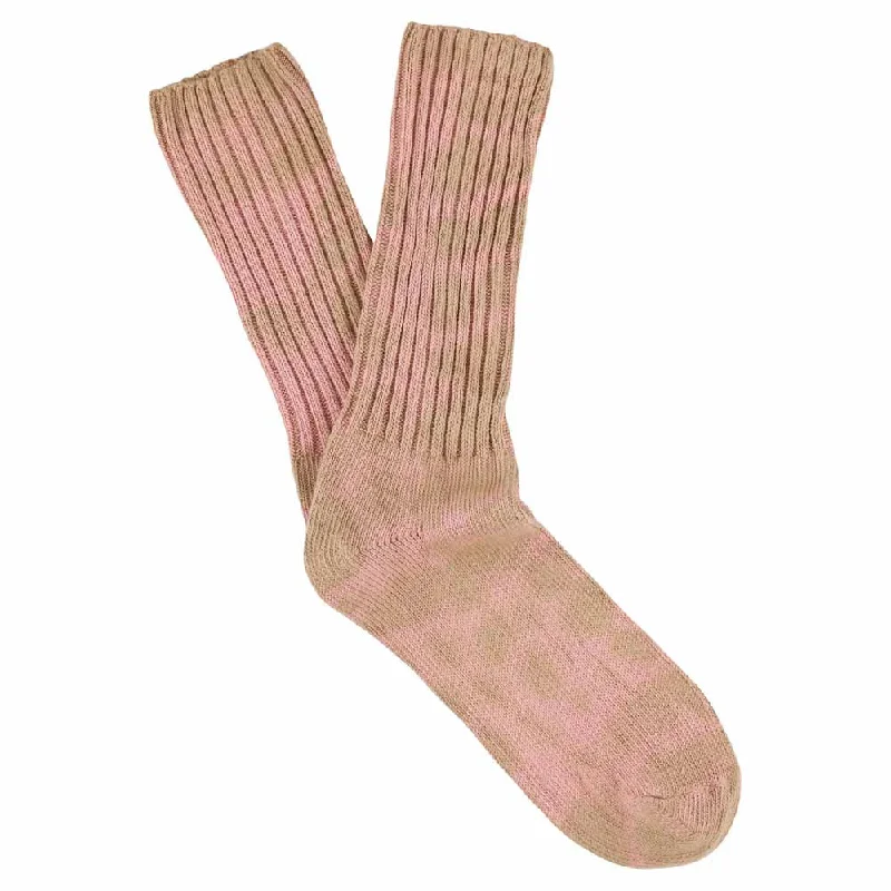 Classic white socks-Women Tie Dye Socks - Bronze / Pink