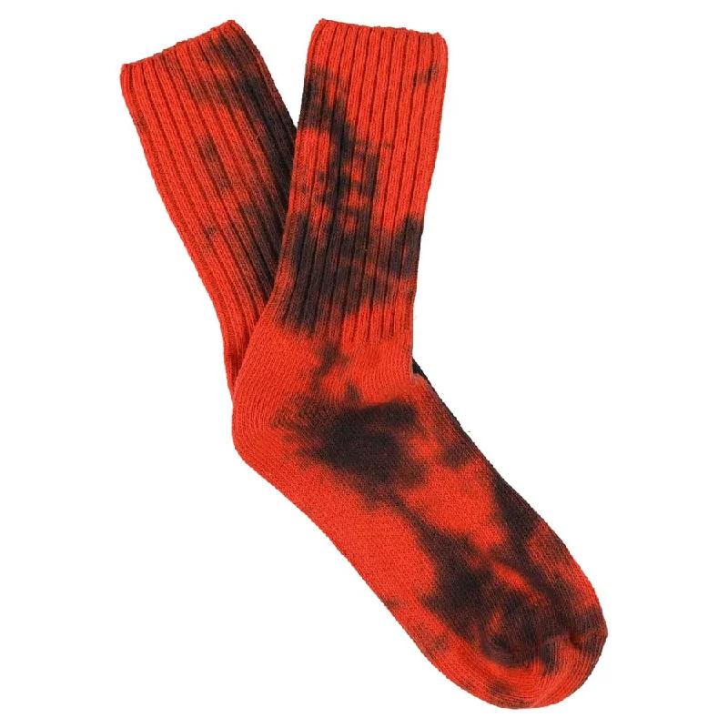 Minimalist gray socks-Women Tie Dye Socks - Orange / Black