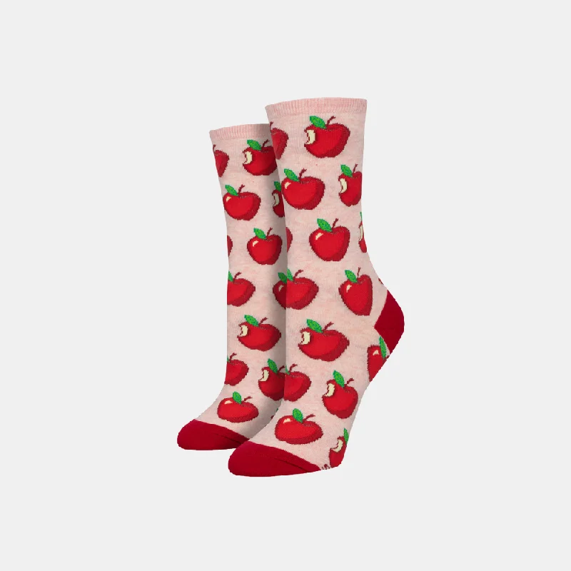 Sporty crew socks-Women's Apple of My Eye Socks - Pink Heather