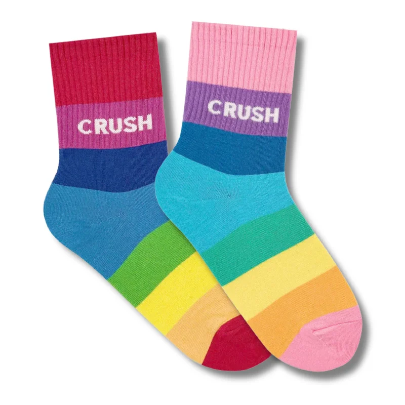 Casual striped socks-Rainbow Crush Women's Crew Socks [2 Color Shade Options] Size 5-10