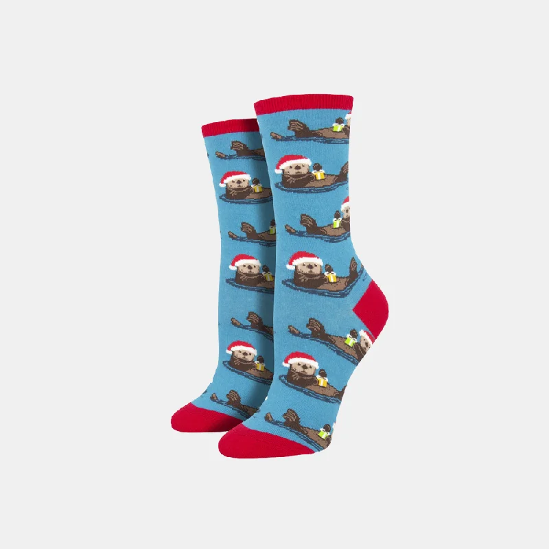 Thermal fuzzy socks-Women's Otterly Merry Socks - Blue