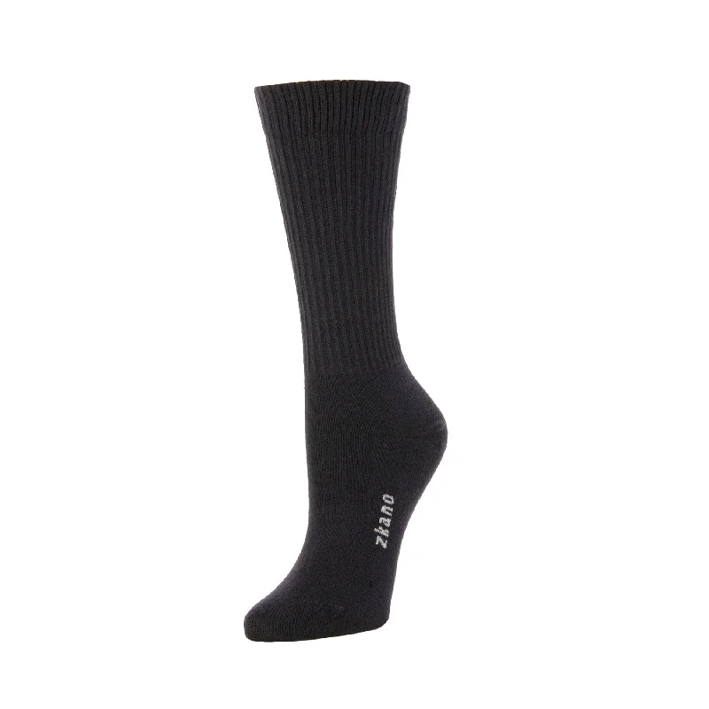 Plush holiday socks-Women's Ribbed Knit Crew in Black from Zkano