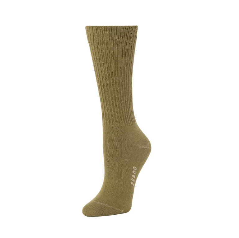 Thermal knit socks-Women's Ribbed Knit Crew in Olivine from Zkano