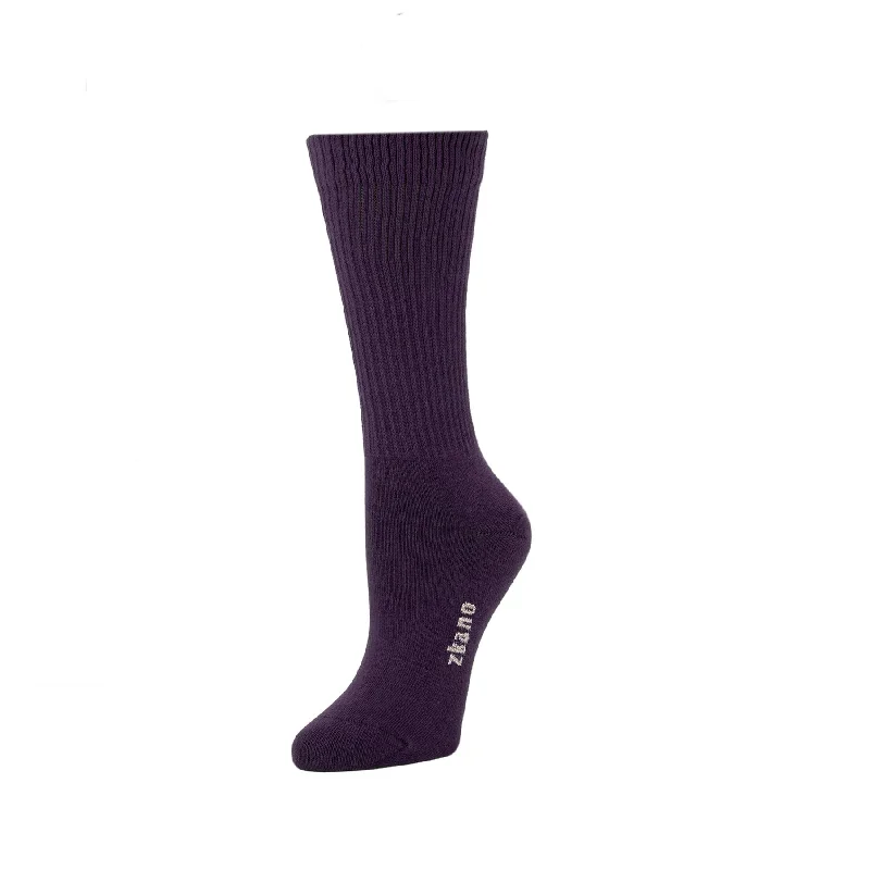 Casual thick socks-Women's Ribbed Knit Crew in Plum from Zkano