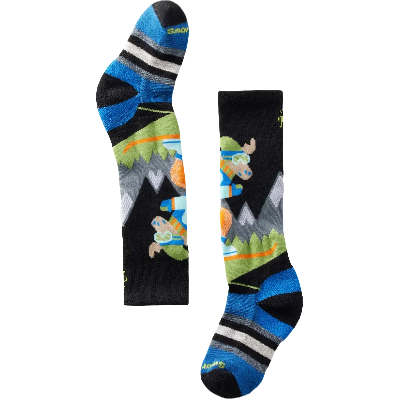 Warm holiday socks-Youth Wintersport Full Cushion Mountain Moose Pattern Over The Calf Socks