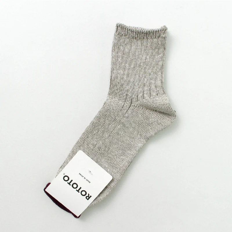 Quirky geometric socks-ROTOTO / R1462 Short linen cotton ribbed socks