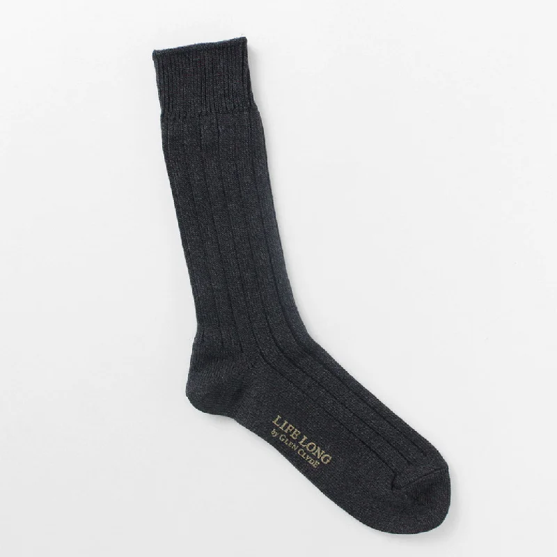 Handmade cozy crew-LIFE LONG BY GLEN CLYDE / TS-1 Cotton and Cordura ribbed socks