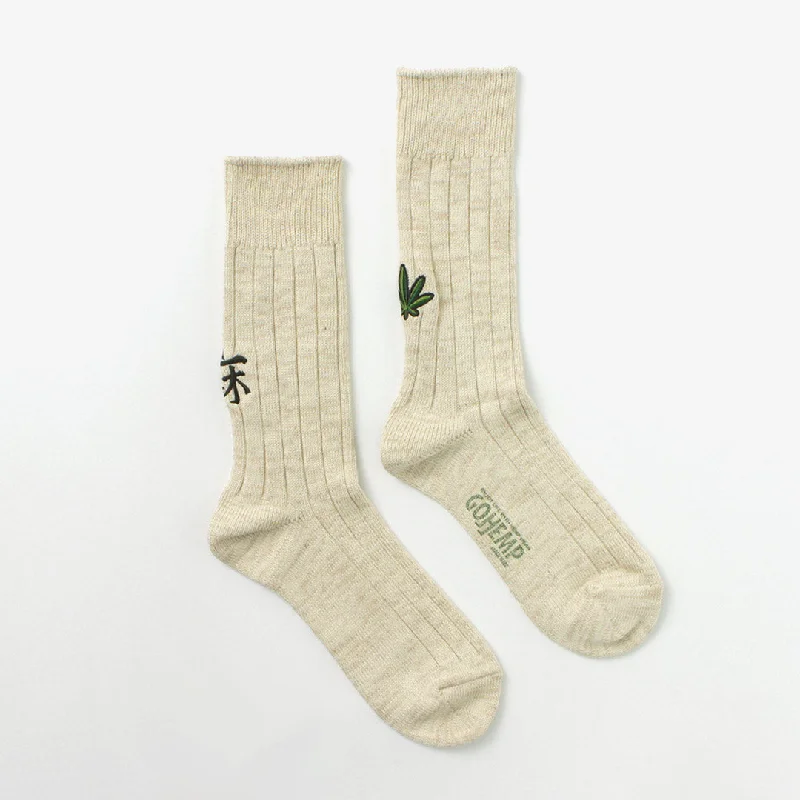 Grip bamboo socks-GOHEMP / Souvenir Emblem Crew Socks