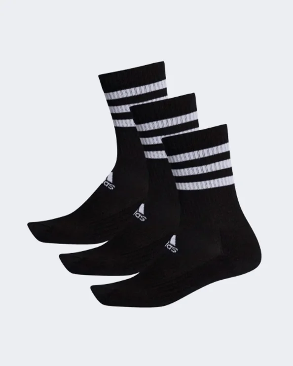 Classic gray socks-Adidas 3-Stripes Cushioned Crew 3 Pairs Unisex Training Sock Black Dz9347