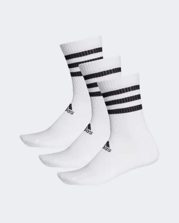 Fuzzy lounge socks-Adidas 3-Stripes Cushioned Crew 3 Pairs Unisex Training Sock White Dz9346