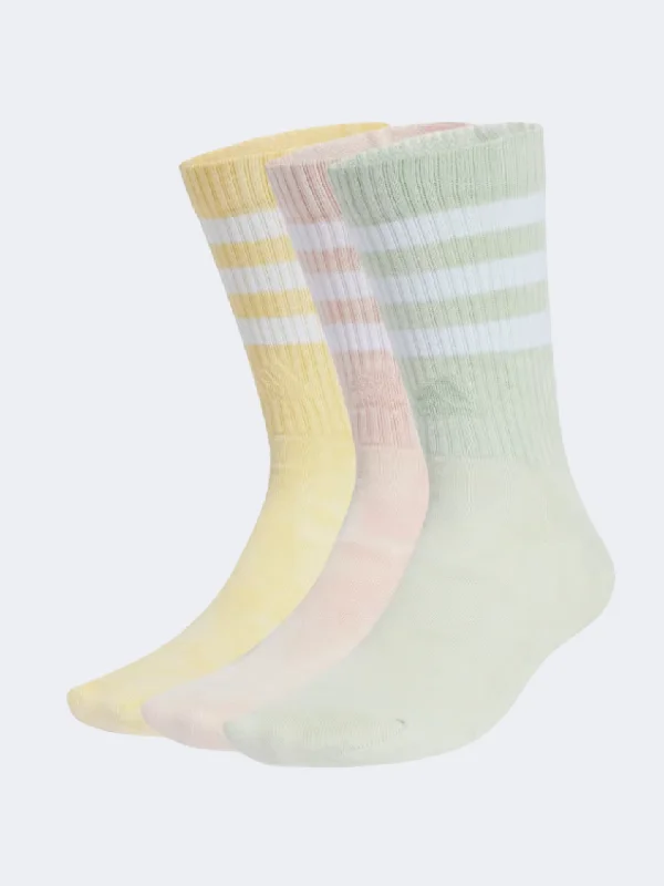 Lightweight wool crew-Adidas 3 Stripes Stonewash Unisex Training Sock Pink/Green/Yellow