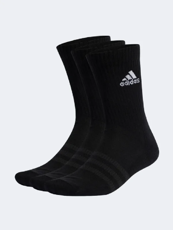 Anti-slip running socks-Adidas Cushioned Crew 3 Pairs Unisex Sportswear Sock Black