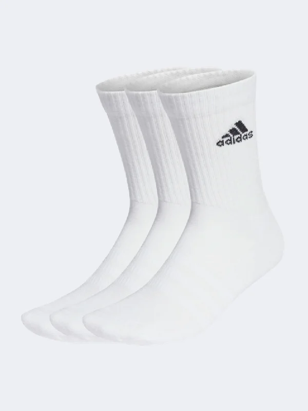 Soft wool socks-Adidas Cushioned Crew 3 Pairs Unisex Sportswear Sock White