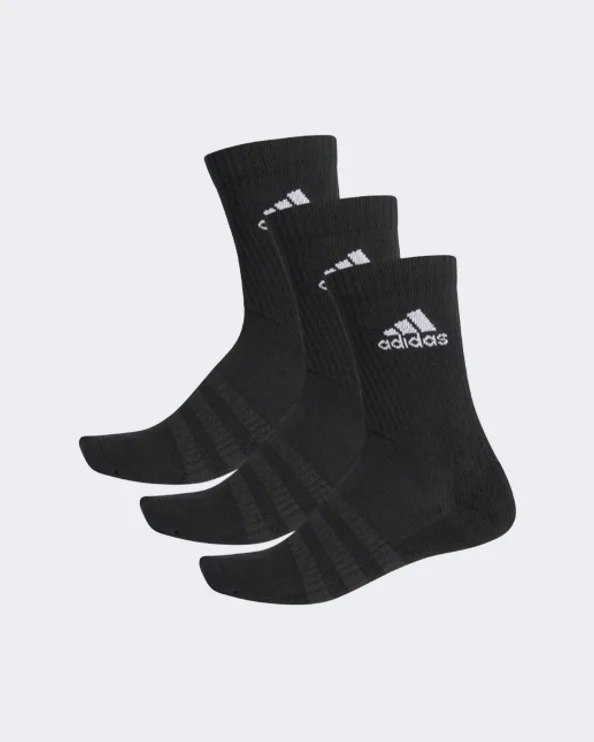 Athletic thermal socks-Adidas Cushioned Crew 3 Pairs Unisex Training Sock Black Dz9357