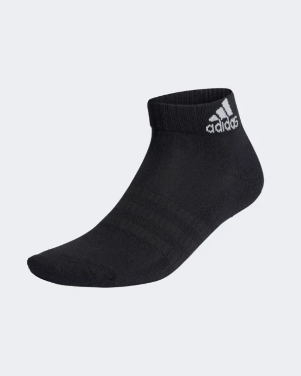 Premium linen socks-Adidas Padded Ankle 3 Pairs Unisex Training Sock Black