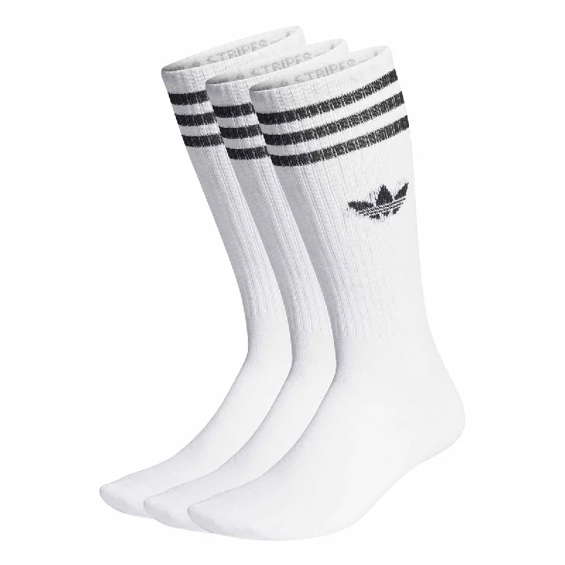 Quirky cotton socks-Adidas - Solid Crew 3 Pack Socks White