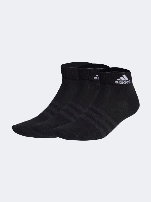 Sporty alpaca socks-Adidas Thin And Light Ankle 3 Pairs Unisex Sportswear Sock Black