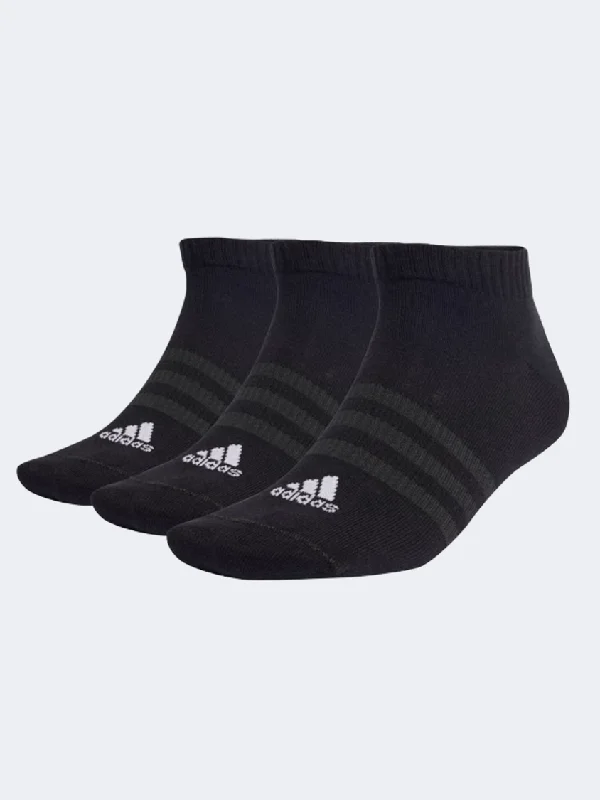 Thermal striped socks-Adidas Thin And Light Sportswear Low-Cut 3 Pairs Unisex Sportswear Sock Black