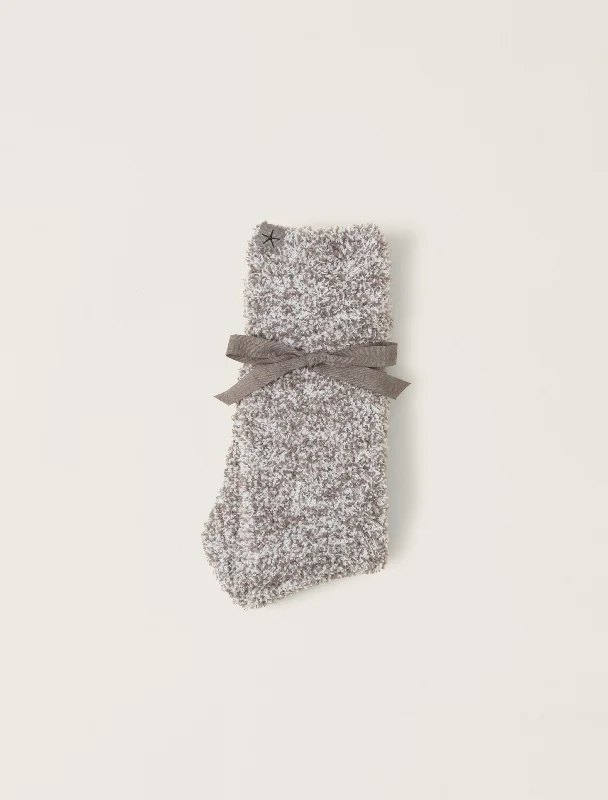 Warm knit crew-Barefoot Dreams Cozychic Heathered Socks Charcoal-White L-XL