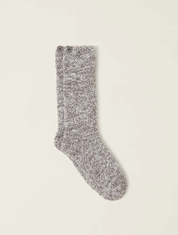 Thin cozy socks-Barefoot Dreams Cozychic Heathered Socks Charcoal-White S-M