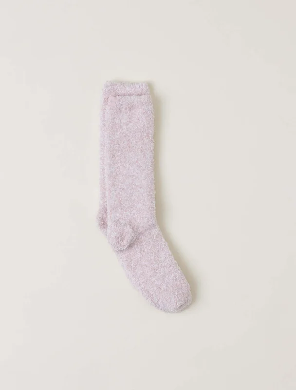 Classic blue socks-Barefoot Dreams Cozychic Heathered Socks Dusty Rose-White S-M