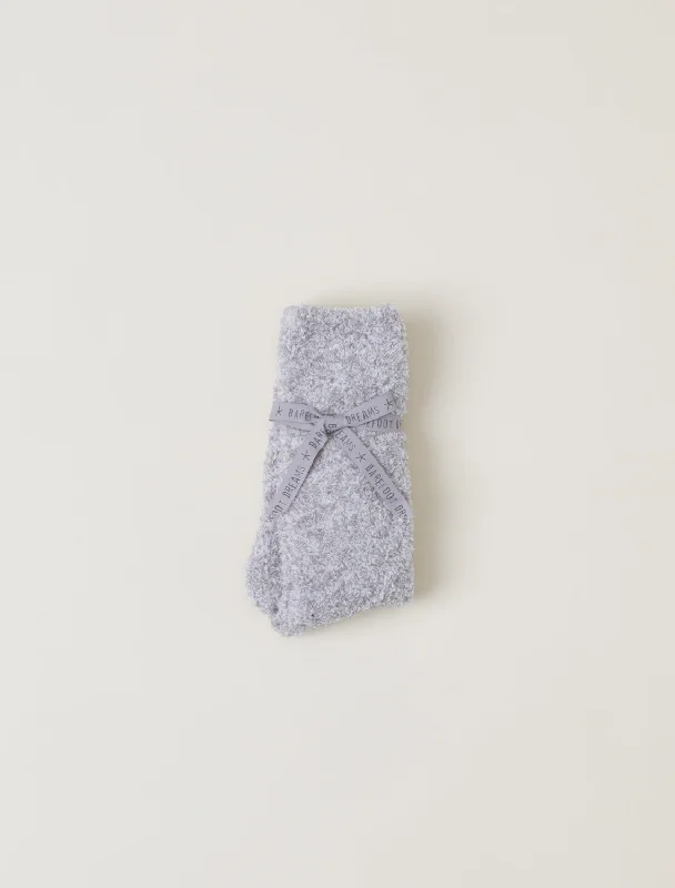 Lightweight fuzzy socks-Barefoot Dreams Cozychic Heathered Socks Olive Branch-White S-M