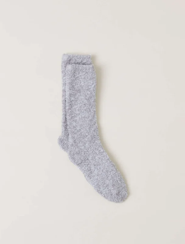 Soft wool socks-Barefoot Dreams Cozychic Heathered Socks Oyster-White S-M