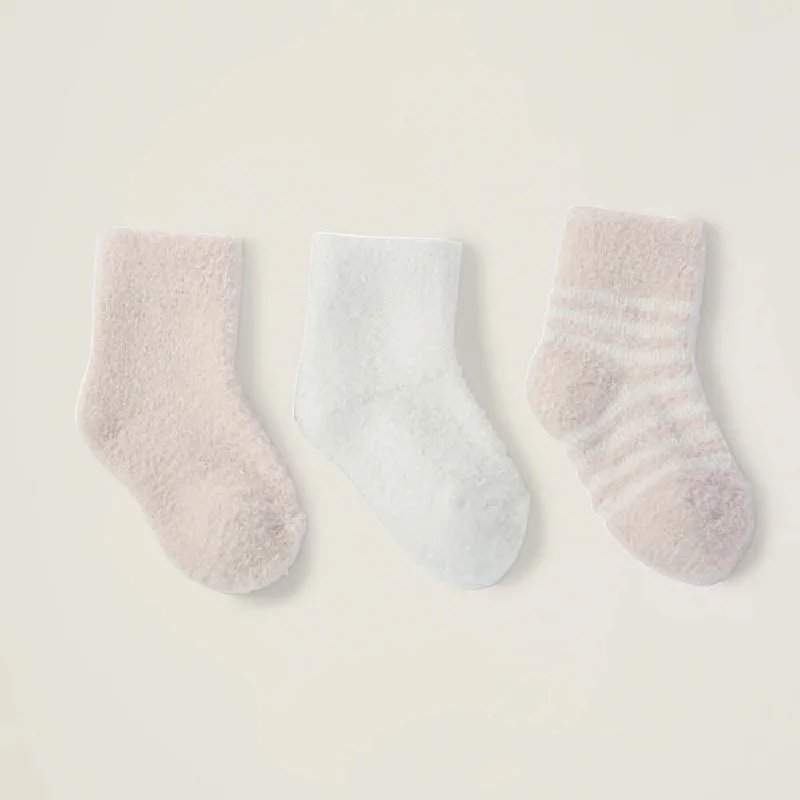 Hand-knit striped socks-Barefoot Dreams Cozychic Infant Socks 3-Pack Pink-Pearl