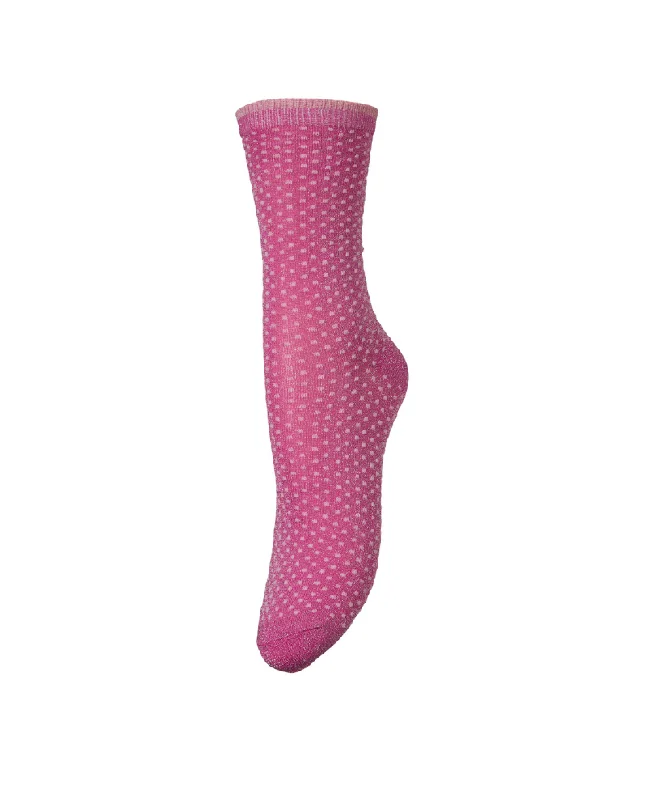 Breathable knit crew-Beck Sondergaard Ditsy Glitter Cabernet Pink Socks