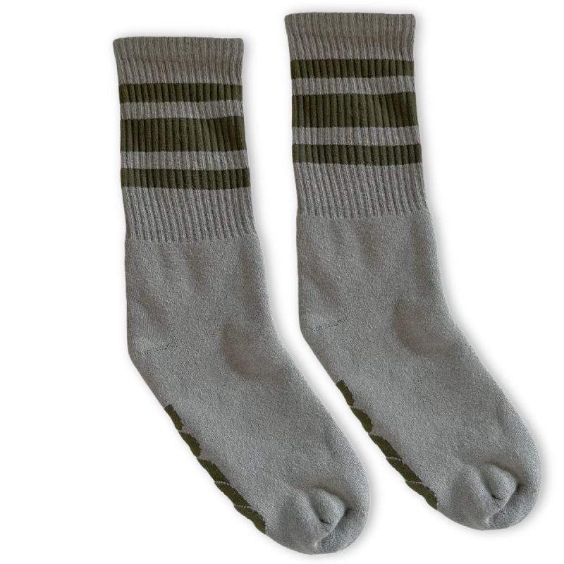 Cozy bamboo crew-Scout Green Striped Socks | Marine Green