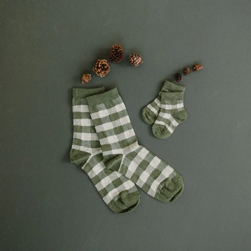 Casual thermal socks-Buffalo Check ADULT: Olive