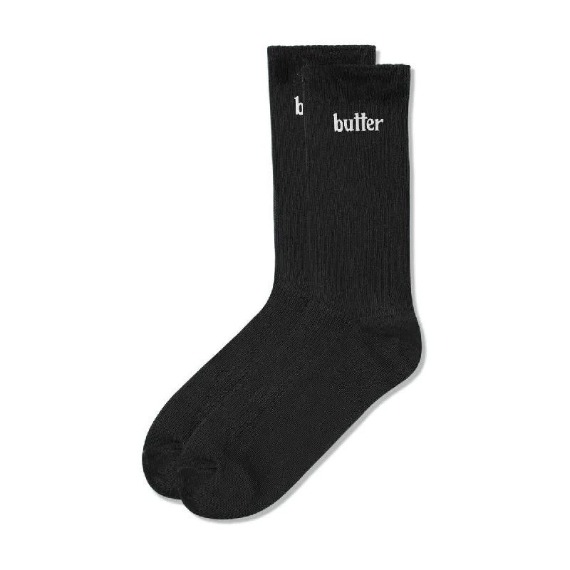 Trendy knit socks-Butter Goods - Basic Socks Black