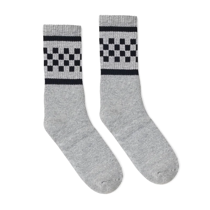 Cute puppy socks-Black Checkered Socks | Heather Grey